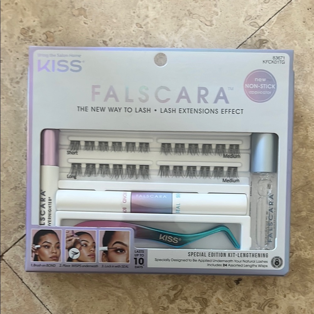 Kiss Falscara Lash Extensions Kit with Pink and Blue Accents